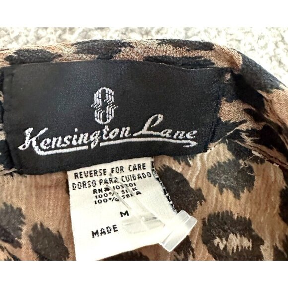 Vintage Silk Leopard Print Longline Tunic Button Front Sheer Slits - Picture 5 of 16